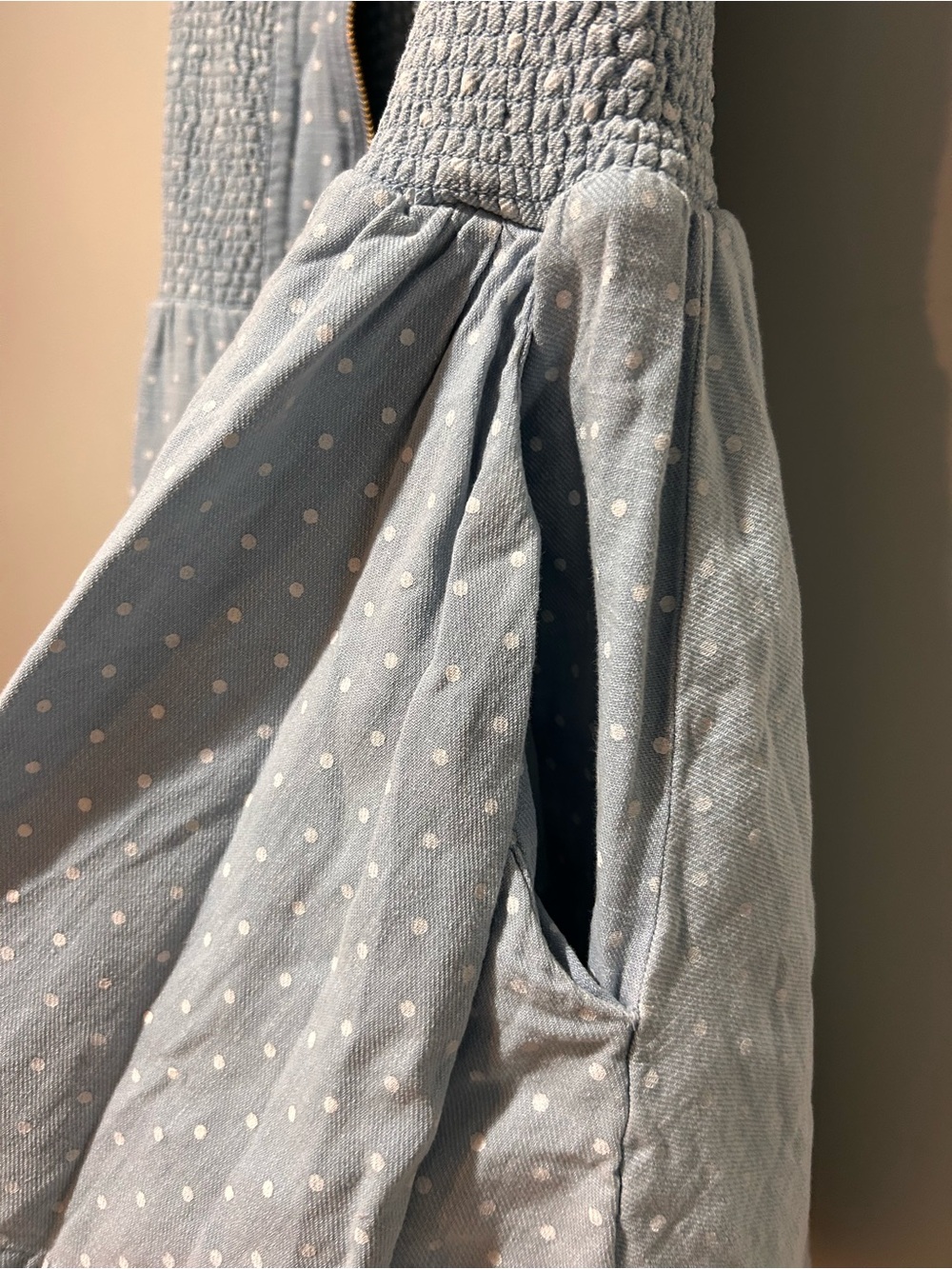 Anthropologie Light Blue Polka Dot Sleeveless Dress - Picture 7 of 7